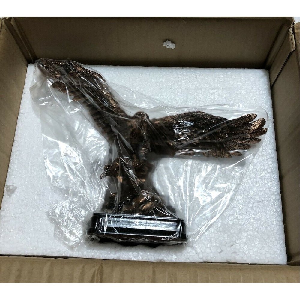 Majestic Copper Plated Eagle Figurine 7" Bronze Finish Flying Statue Decor NIB